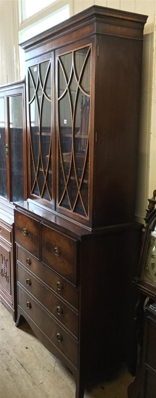 Glazed mahogany  secretaire bookcase